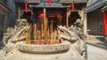 Shenzhen, China: burn incense and worship Buddha in the temple