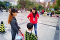 Shenzhen, China: children practice roller skating