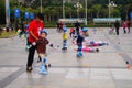 Shenzhen, China: children practice roller skating