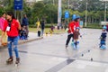 Shenzhen, China: children practice roller skating