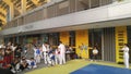 Shenzhen, China: children practicing taekwondo compete to test the effectiveness of their taekwondo lessons