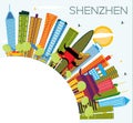 Shenzhen China City Skyline with Color Buildings, Blue Sky and Copy Space Royalty Free Stock Photo