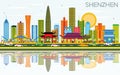 Shenzhen China City Skyline with Color Buildings, Blue Sky and R Royalty Free Stock Photo