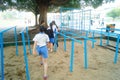 Shenzhen, China: female middle school students in the horizontal bar exercise