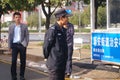 Shenzhen, China: flowers market security guard