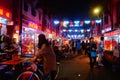 Shenzhen, China: Food Street at night landscape