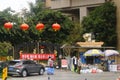 Shenzhen, China: in front of the gate of the residential area, people need to measure their body temperature when entering and lea