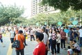 Shenzhen, China: the gate of the school gathered parents shuttle children