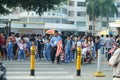 Shenzhen, China: the gate of the school gathered parents shuttle children