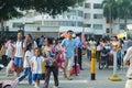 Shenzhen, China: the gate of the school gathered parents shuttle children