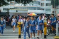 Shenzhen, China: the gate of the school gathered parents shuttle children