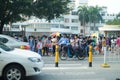 Shenzhen, China: the gate of the school gathered parents shuttle children