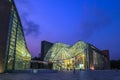 The Music and Library hall in the Shenzhen city center illuminated at night Royalty Free Stock Photo