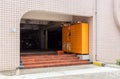 Shenzhen, China - November 24. 2018: Pickup station for goods delivery by logistics companies installed in residential neighborhoo