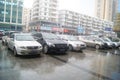 Shenzhen, China: Parking landscape in the rain