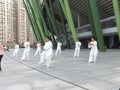 Shenzhen, China: people do tai chi exercises in the morning Royalty Free Stock Photo