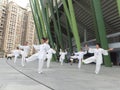 Shenzhen, China: people do tai chi exercises in the morning Royalty Free Stock Photo