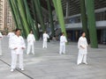 Shenzhen, China: people do tai chi exercises in the morning Royalty Free Stock Photo