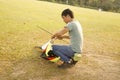 Shenzhen, China: people flying kites Royalty Free Stock Photo