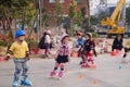 Shenzhen, China: playing pulley children