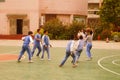 Shenzhen, China: pupils play basketball on the basketball court