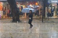 Shenzhen, China: rain, umbrella girls