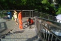 Shenzhen, China: repair workers in pavement