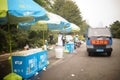 Shenzhen, China: sanitation workers clean sports venues