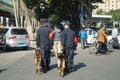 Shenzhen, China: security guards and patrol dogs