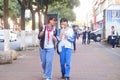 Shenzhen, China: students walk home after school Royalty Free Stock Photo