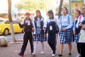Shenzhen, China: students walk home after school Royalty Free Stock Photo