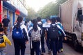 Shenzhen, China: students walk home after school Royalty Free Stock Photo