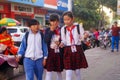 Shenzhen, China: students walk home after school Royalty Free Stock Photo