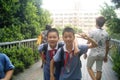 Shenzhen, China: students on the way home from school Royalty Free Stock Photo