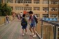 Shenzhen, China: students on the way home from school Royalty Free Stock Photo