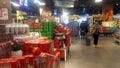 Shenzhen, China: supermarket landscape, people are buying vegetables, seafood, meat and so on