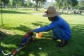 Shenzhen, China: to mow the lawn Royalty Free Stock Photo