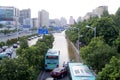 Shenzhen china: underground water pipes burst, water flow into the river
