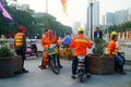 Shenzhen, China: water construction workers Royalty Free Stock Photo