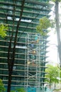 Shenzhen, China: workers clean glass curtain wall in high-rise building Royalty Free Stock Photo