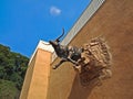 Sculpture of a bull who broke the wall