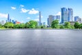 Shenzhen city clean brick floor and buildings skyline Royalty Free Stock Photo