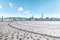 Shenzhen city clean brick floor and buildings skyline Royalty Free Stock Photo