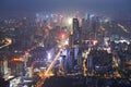 Shenzhen city in night light. Bird view Royalty Free Stock Photo