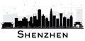 Shenzhen City skyline black and white silhouette. Royalty Free Stock Photo