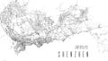 Shenzhen city vector map poster. China municipality square linear street map, administrative municipal area