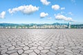 Shenzhen clean square floor and city skyline with mountains background Royalty Free Stock Photo