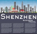 Shenzhen Skyline with Gray Buildings, Blue Sky and Copy Space. Royalty Free Stock Photo