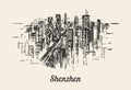 Shenzhen skyline hand drawn sketch vector ilustration.