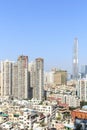 Shenzhen skyline with the KK100, the second tallest building of the city, on background